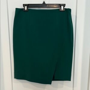 White House Black Market Green Pencil Skirt with Wrap and Slit